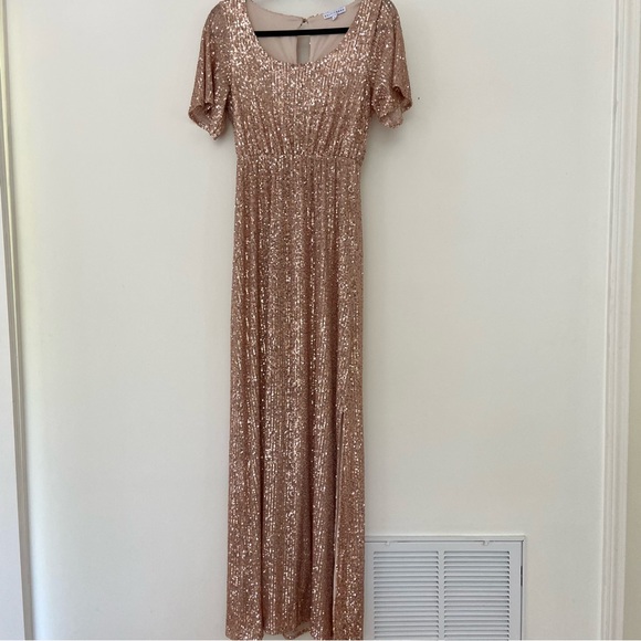 Baltic Born Dress Gown Rose Gold Sequins Gatsby Gown Maxi Formal Size Medium - Picture 1 of 13